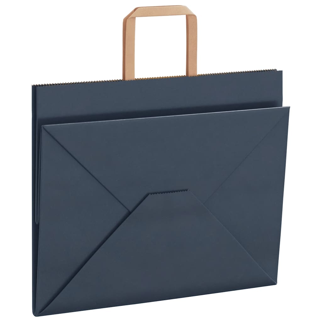 Papieren kraftzakken 250 st met hengsels 32x22x24 cm blauw