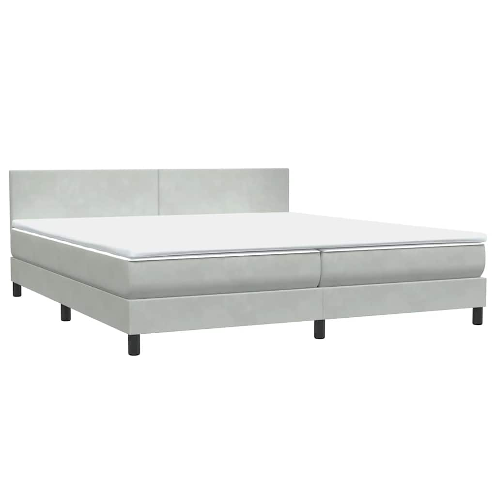 Boxspring met matras fluweel lichtgrijs 180x210 cm