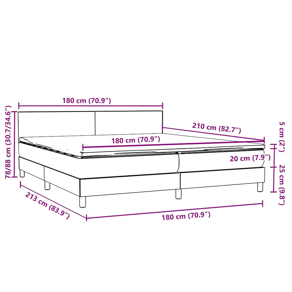 Boxspring met matras fluweel lichtgrijs 180x210 cm