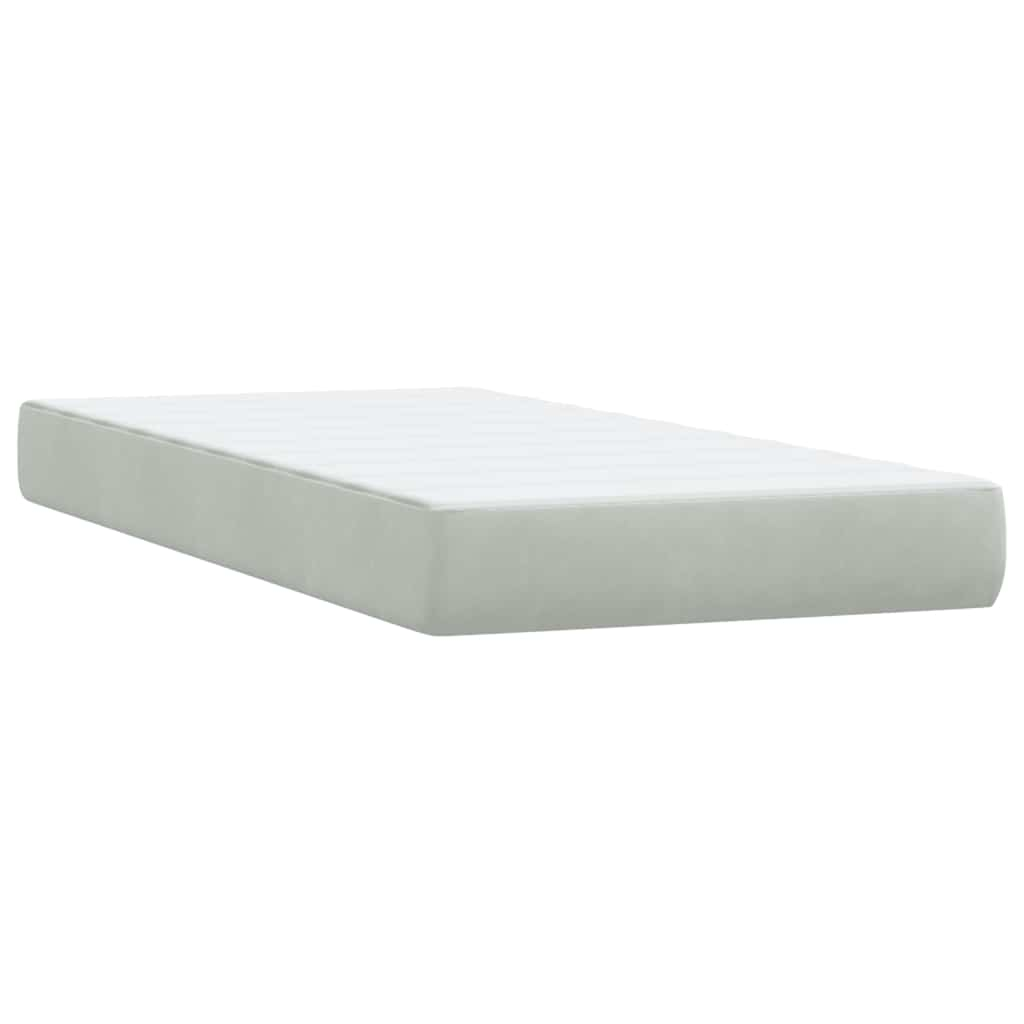 Boxspring met matras fluweel lichtgrijs 180x210 cm