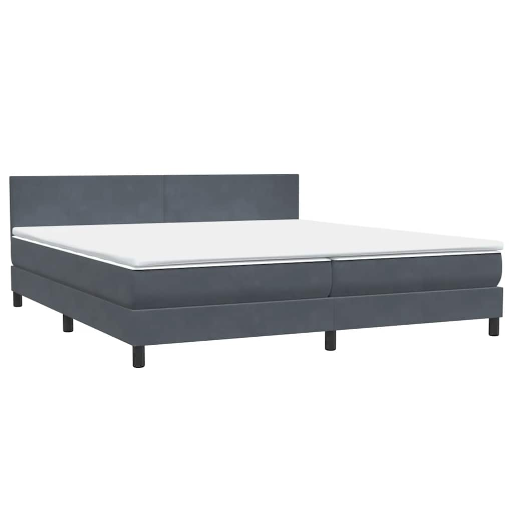 Boxspring met matras fluweel donkergrijs 180x210 cm