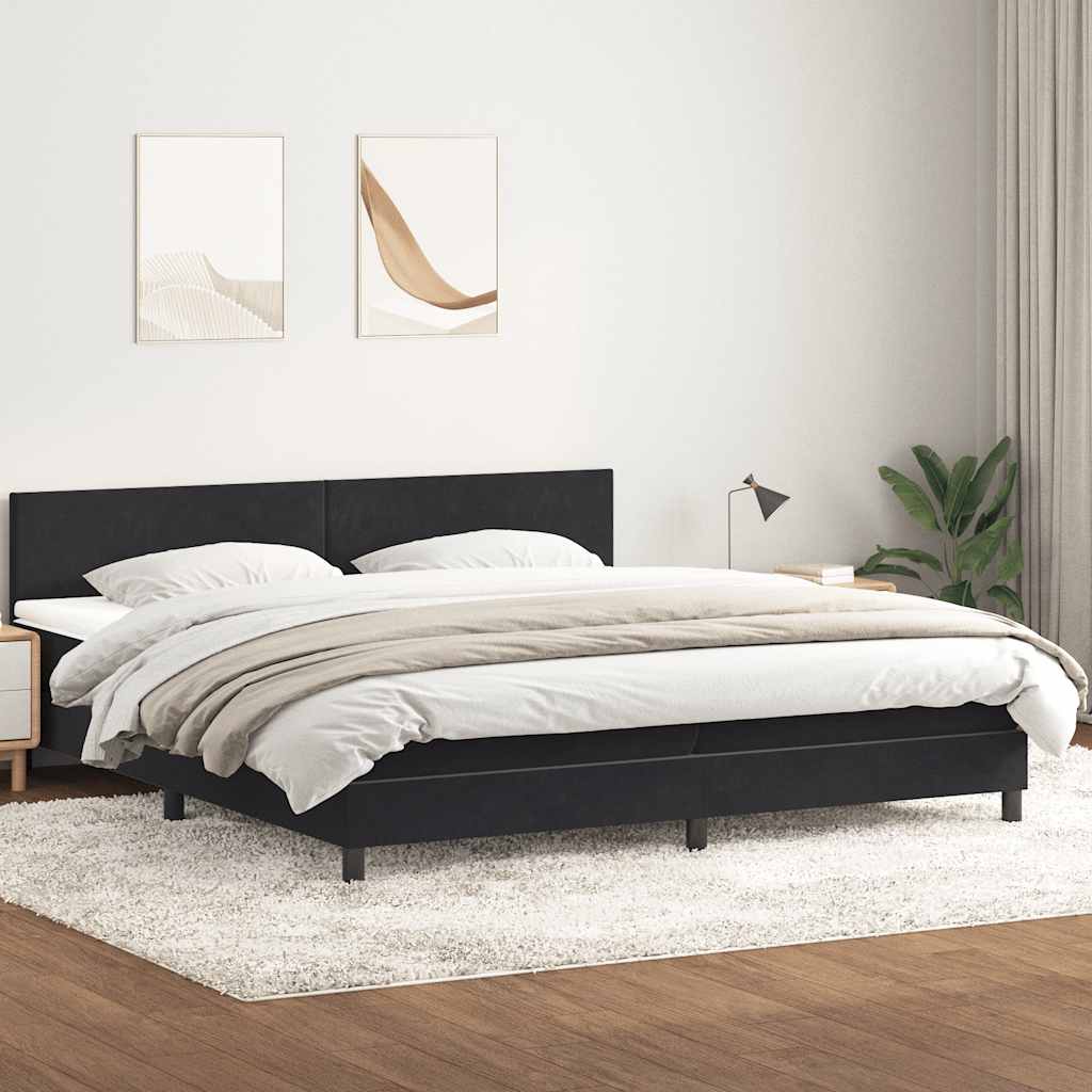 Boxspring met matras fluweel zwart 180x210 cm