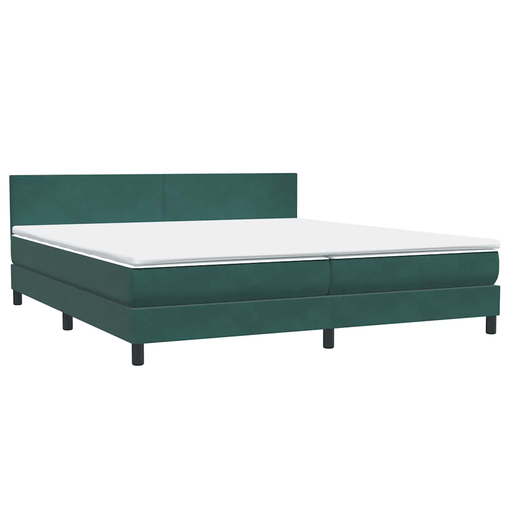 Boxspring met matras fluweel donkergroen 180x210 cm