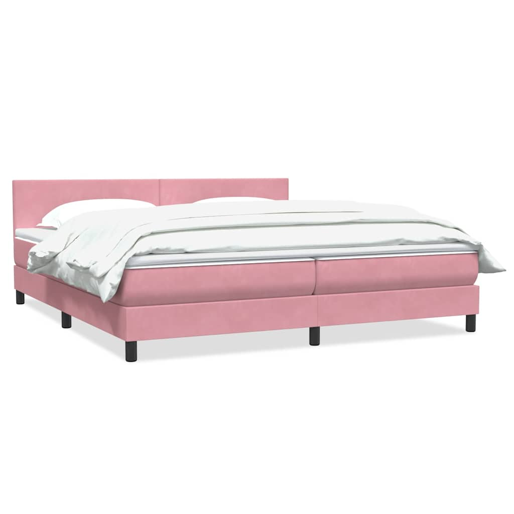 Boxspring met matras fluweel roze 180x210 cm