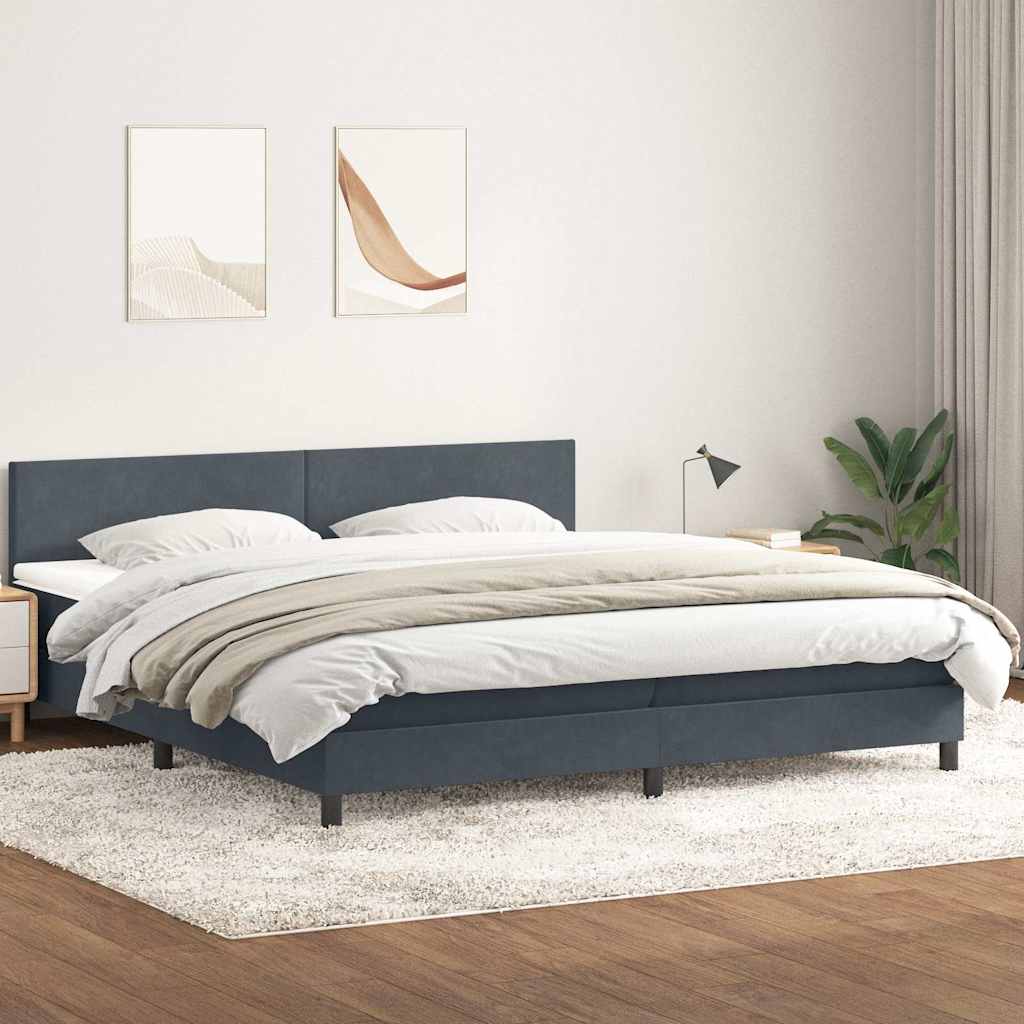 Boxspring met matras fluweel donkergrijs 180x220 cm