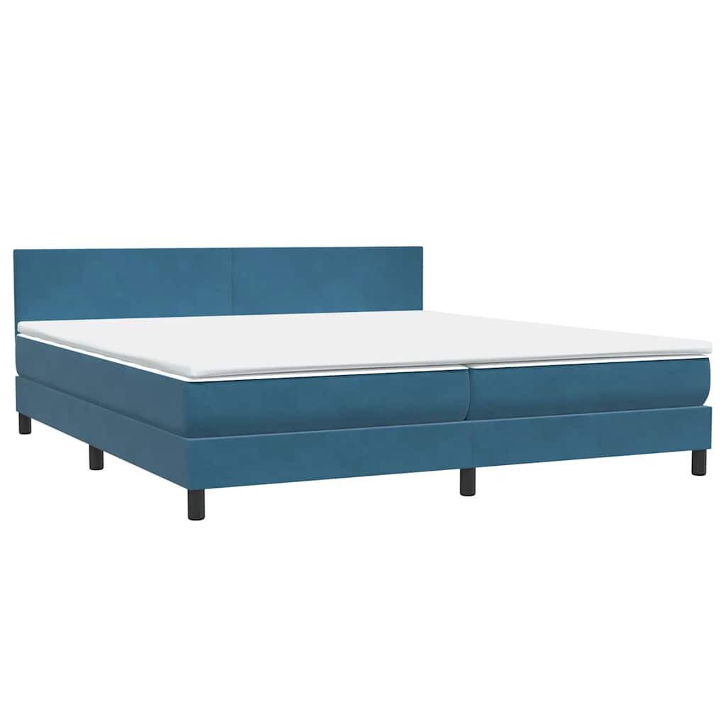 Boxspring met matras fluweel donkerblauw 200x220 cm