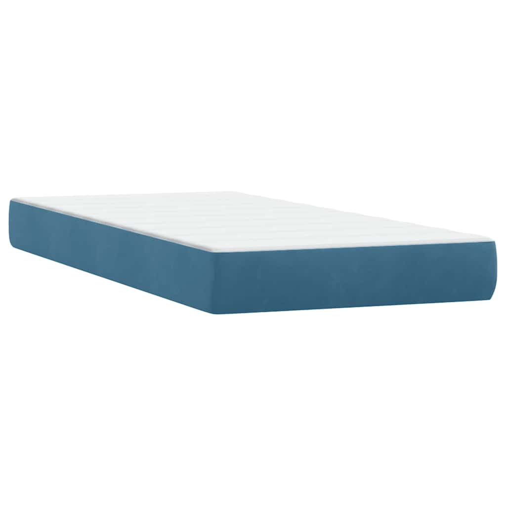 Boxspring met matras fluweel donkerblauw 200x220 cm