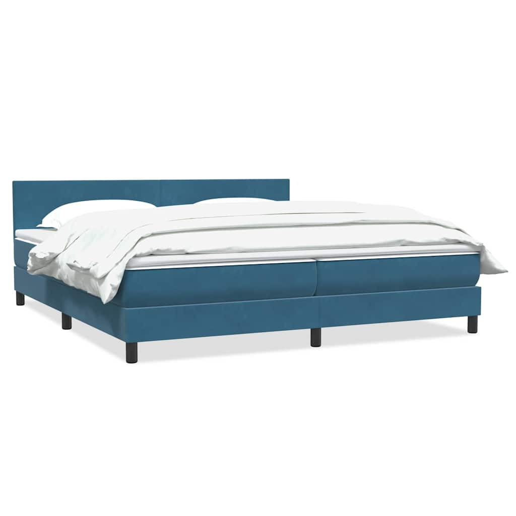 Boxspring met matras fluweel donkerblauw 200x220 cm