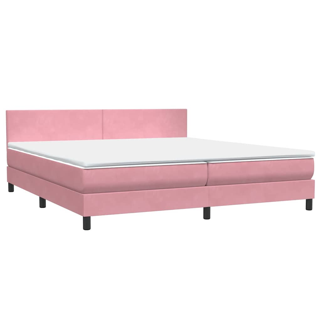 Boxspring met matras fluweel roze 200x220 cm