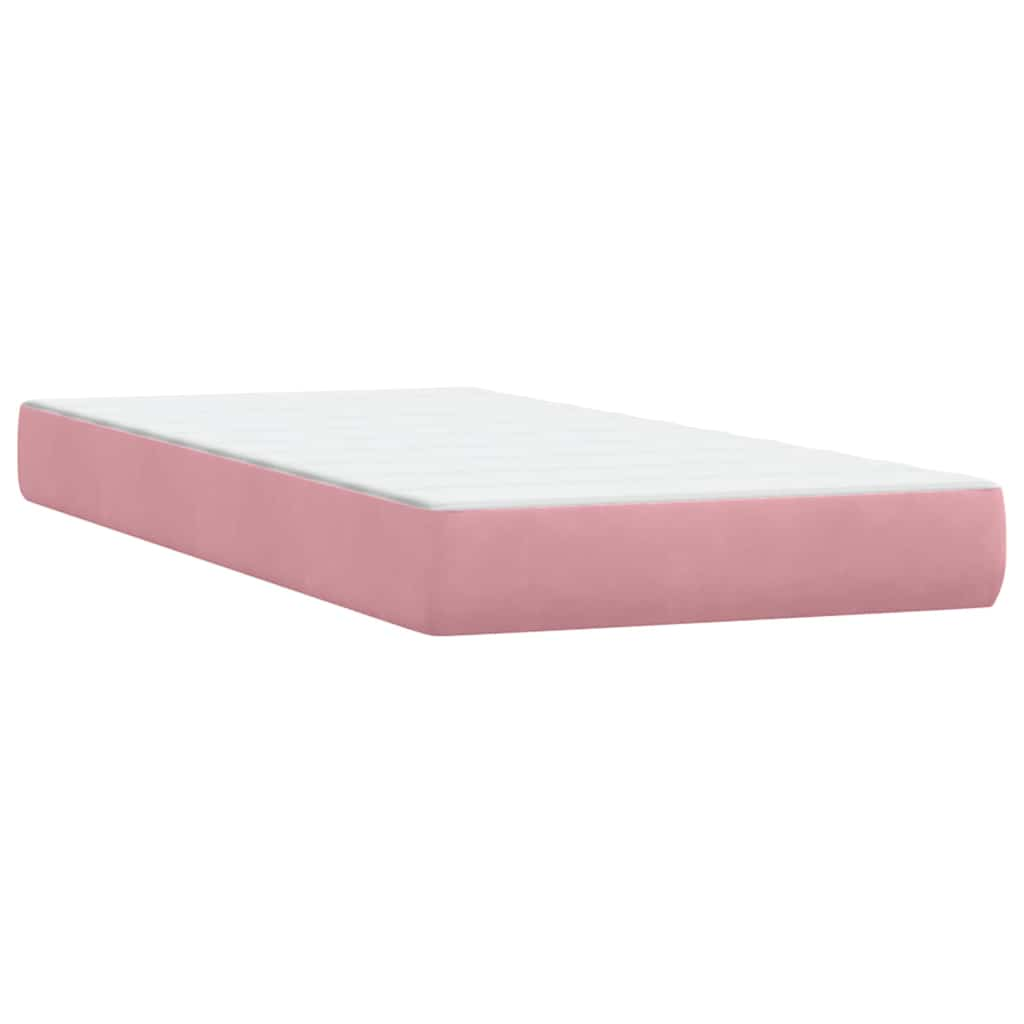 Boxspring met matras fluweel roze 200x220 cm