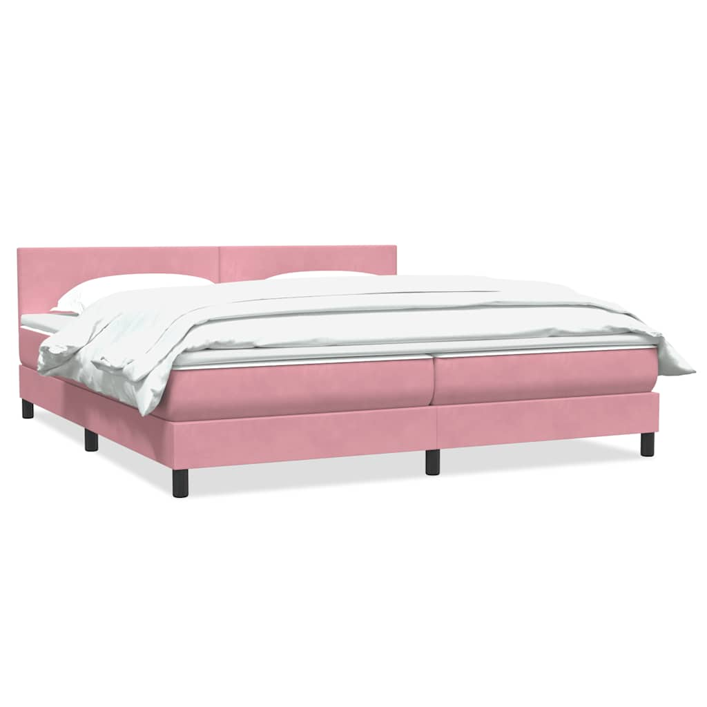 Boxspring met matras fluweel roze 200x220 cm