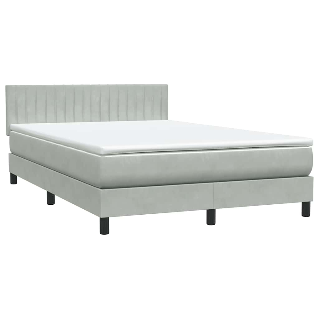 Boxspring met matras fluweel lichtgrijs 160x220 cm