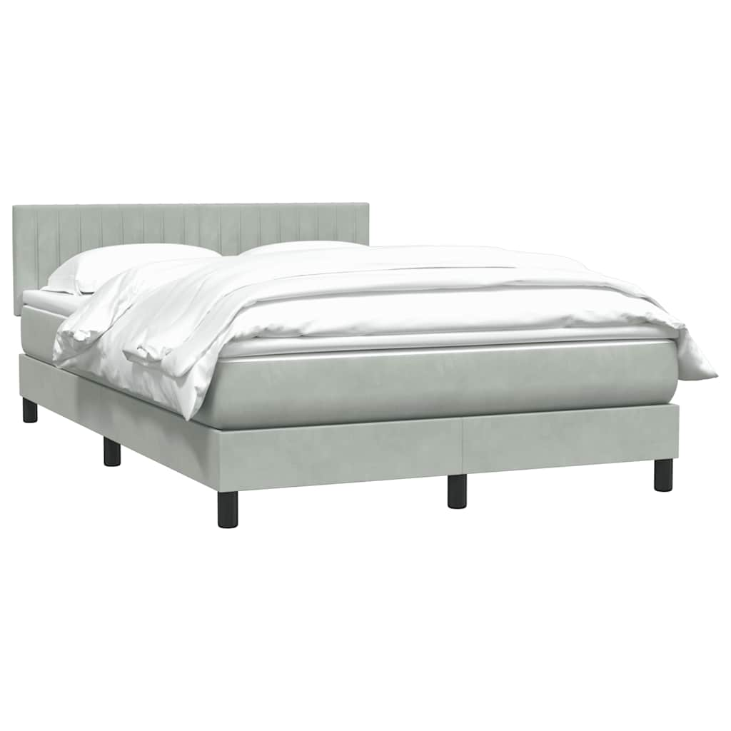 Boxspring met matras fluweel lichtgrijs 160x220 cm