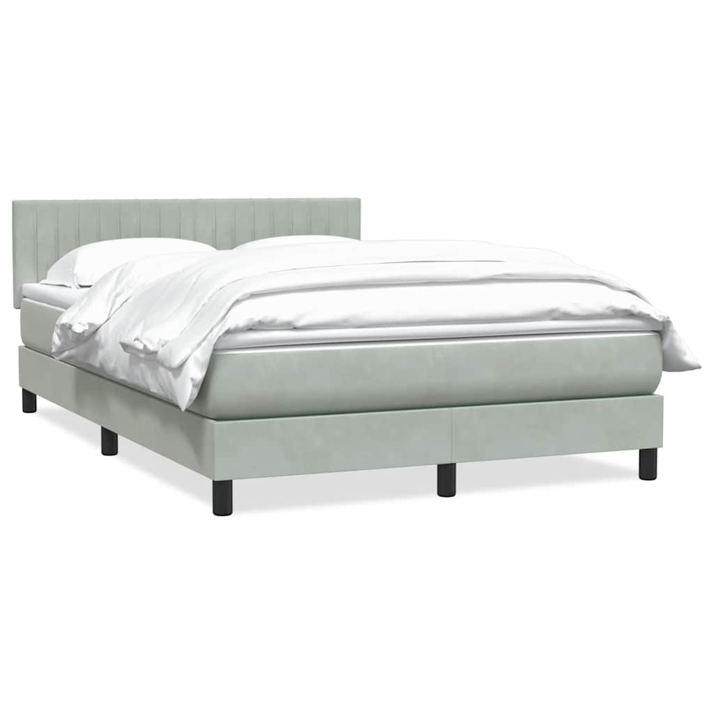 Boxspring met matras fluweel lichtgrijs 160x220 cm