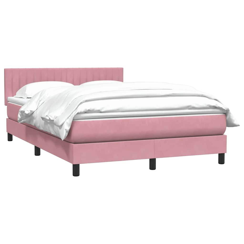 Boxspring met matras fluweel roze 160x220 cm