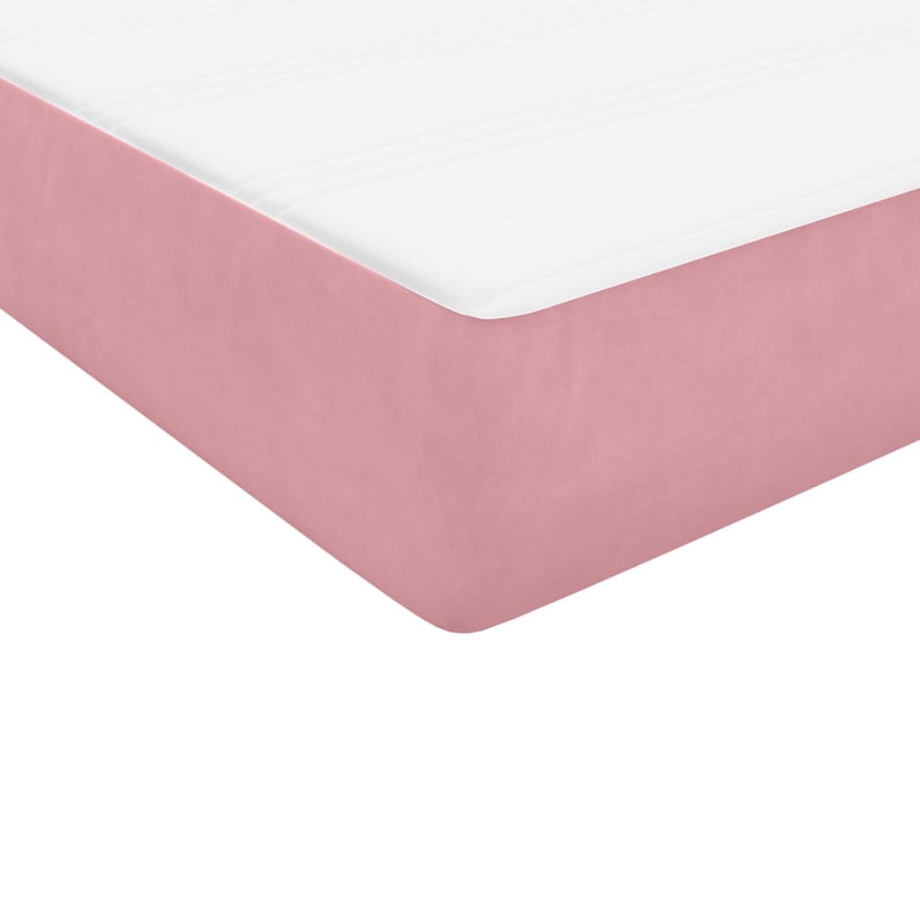 Boxspring met matras fluweel roze 160x220 cm