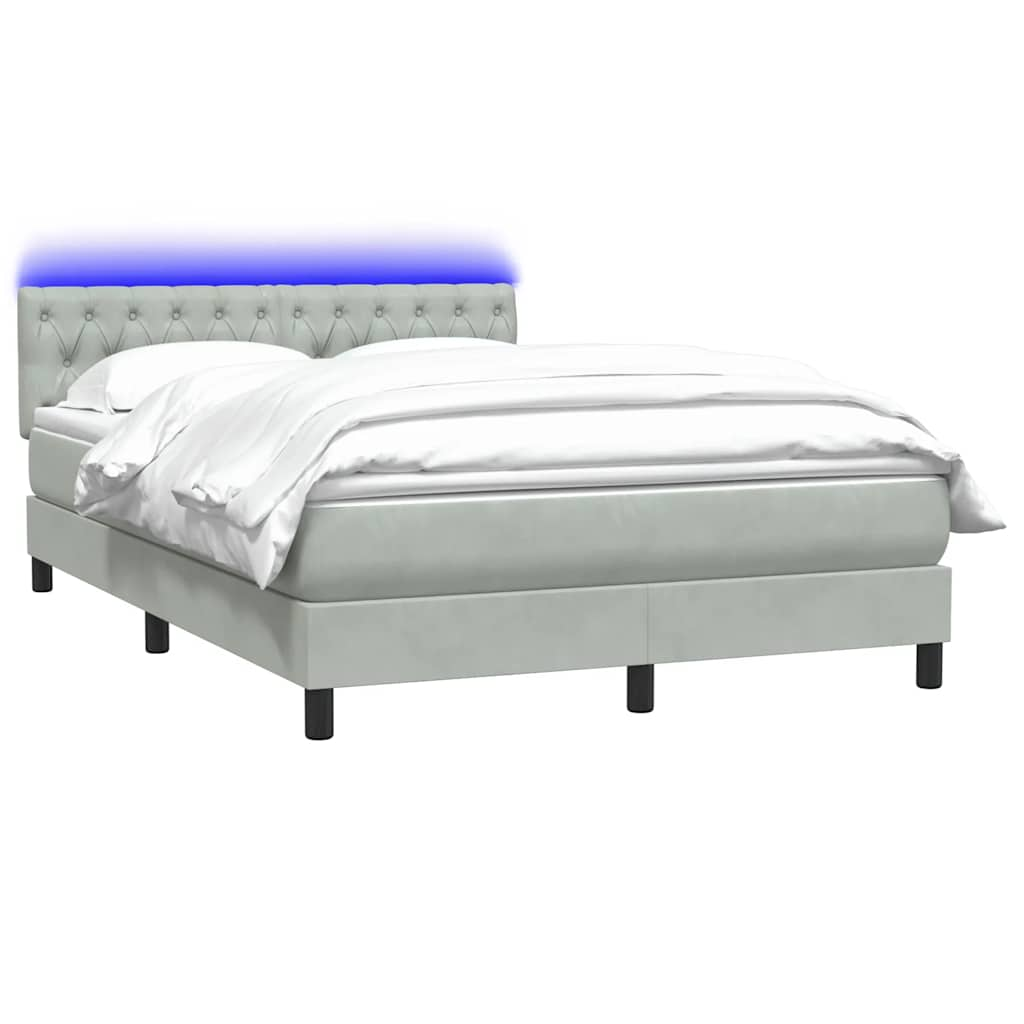 Boxspring met matras fluweel lichtgrijs 140x210 cm