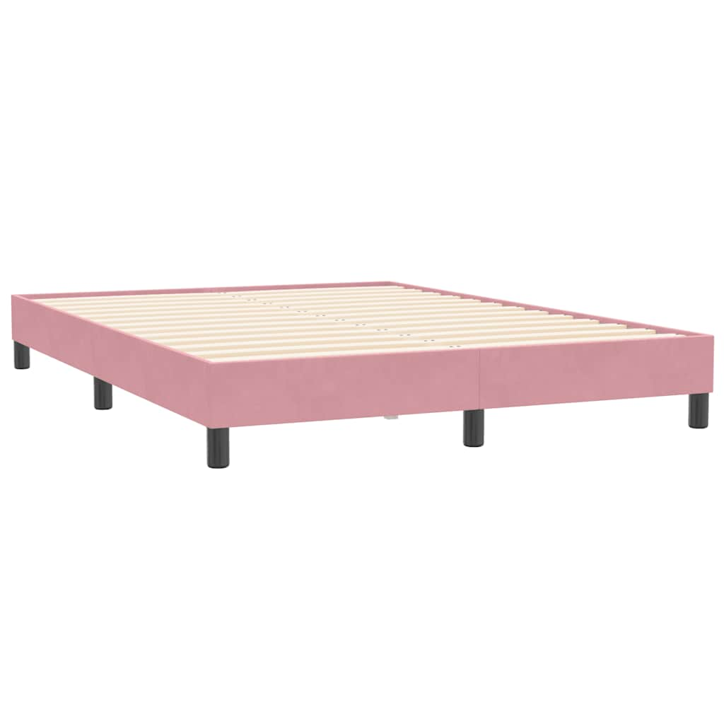 Boxspring met matras fluweel roze 140x210 cm