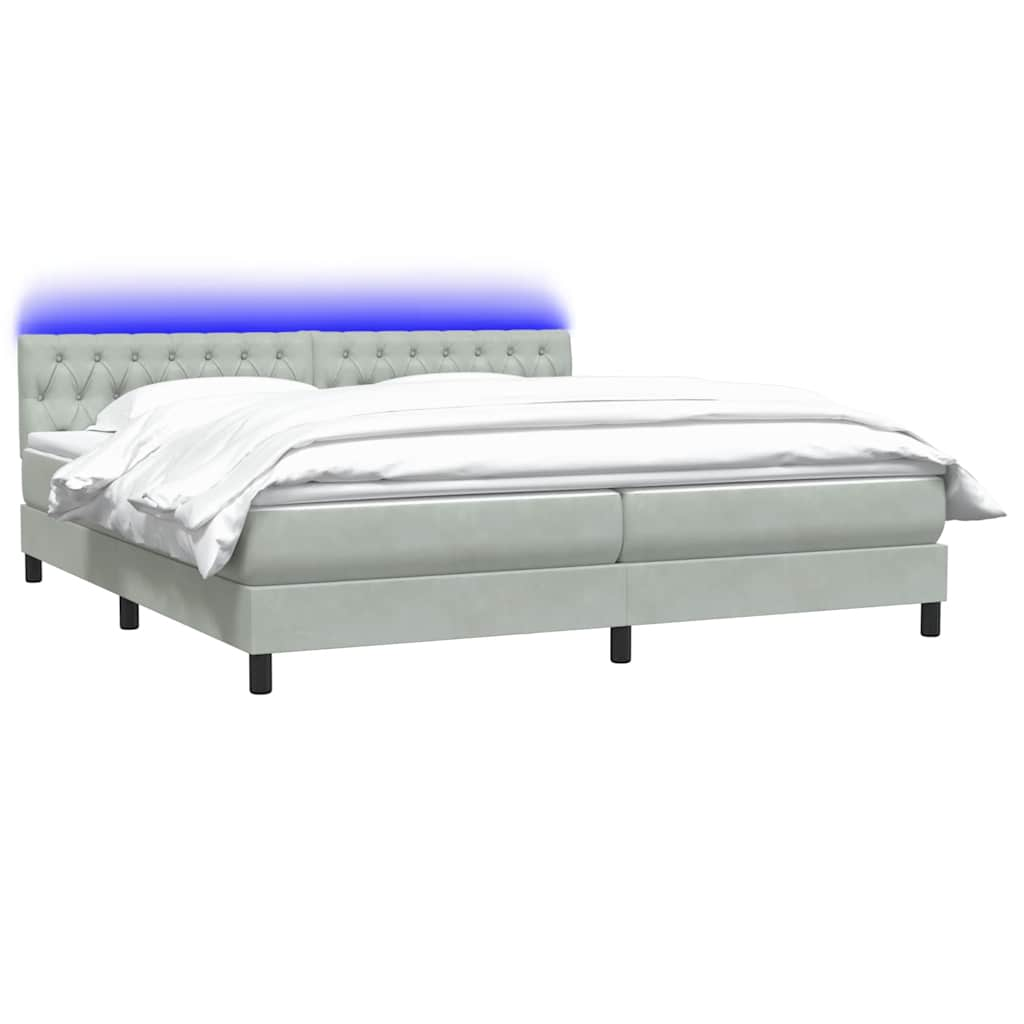 Boxspring met matras fluweel lichtgrijs 200x220 cm