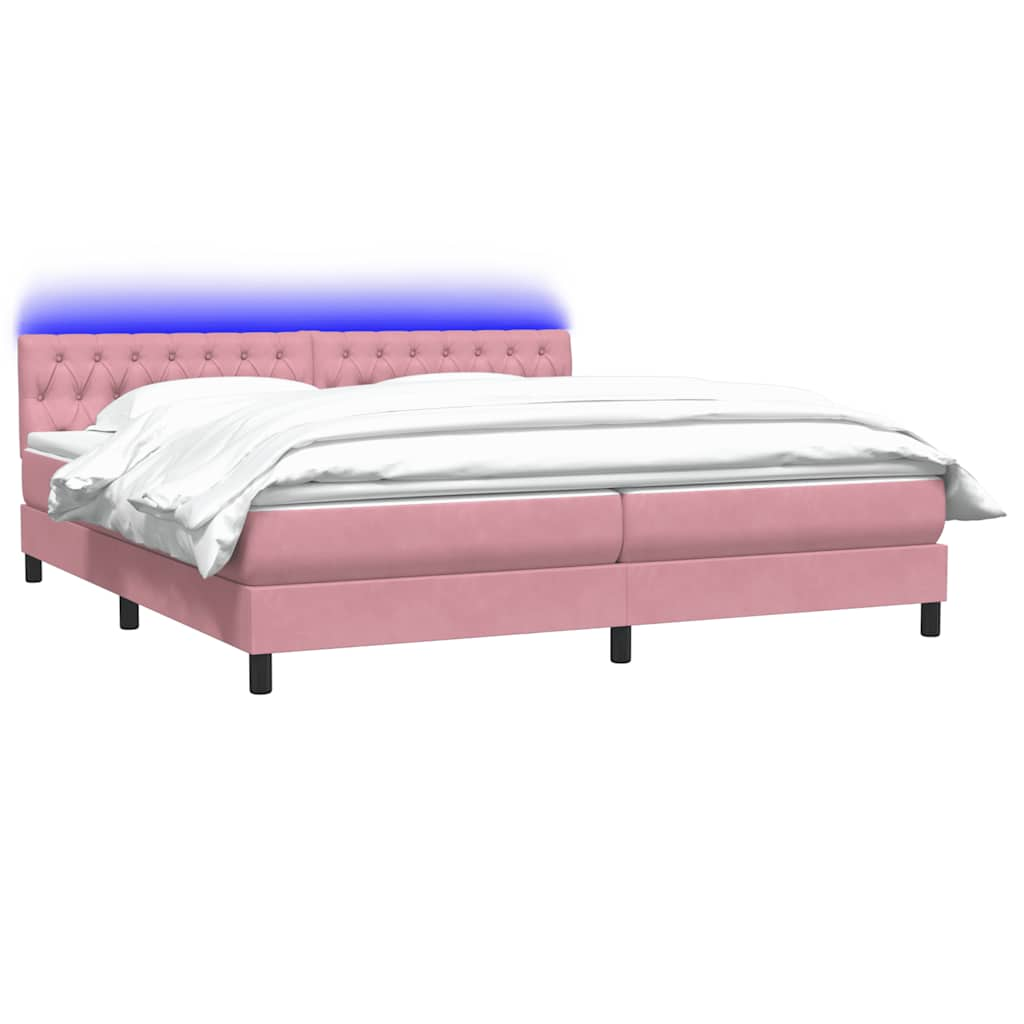 Boxspring met matras fluweel roze 200x220 cm