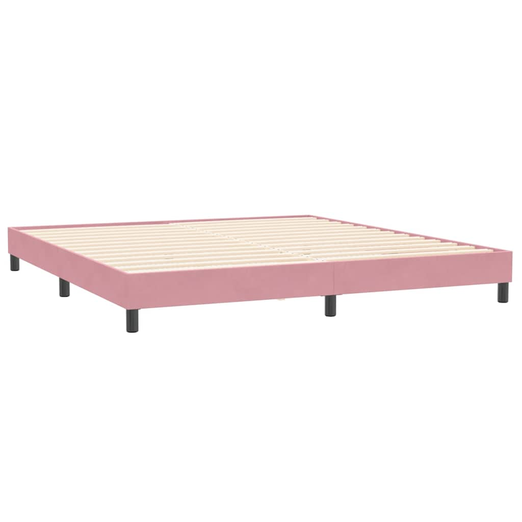 Boxspring met matras fluweel roze 200x220 cm