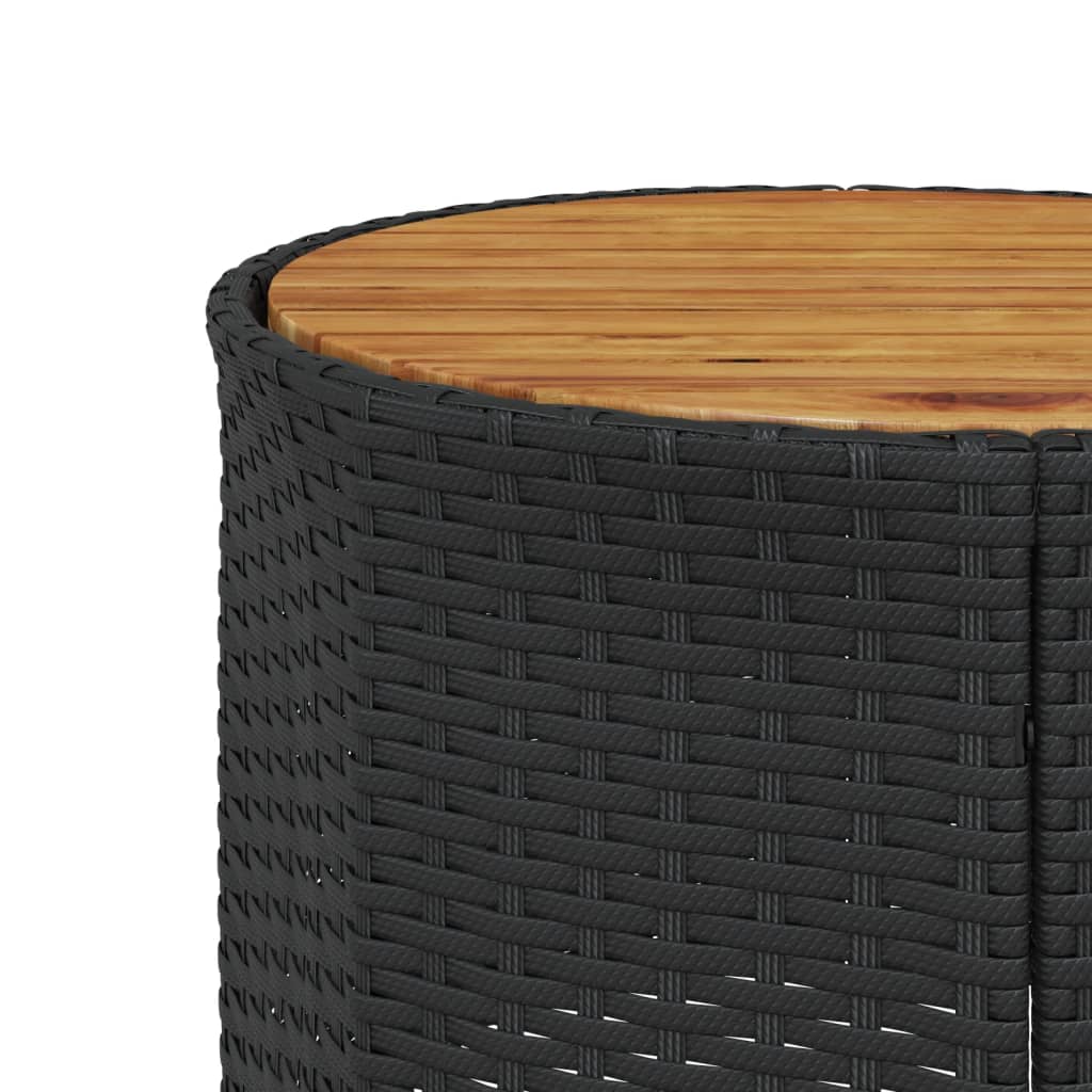 Tuinbank met tafel en kussens halfrond poly rattan zwart