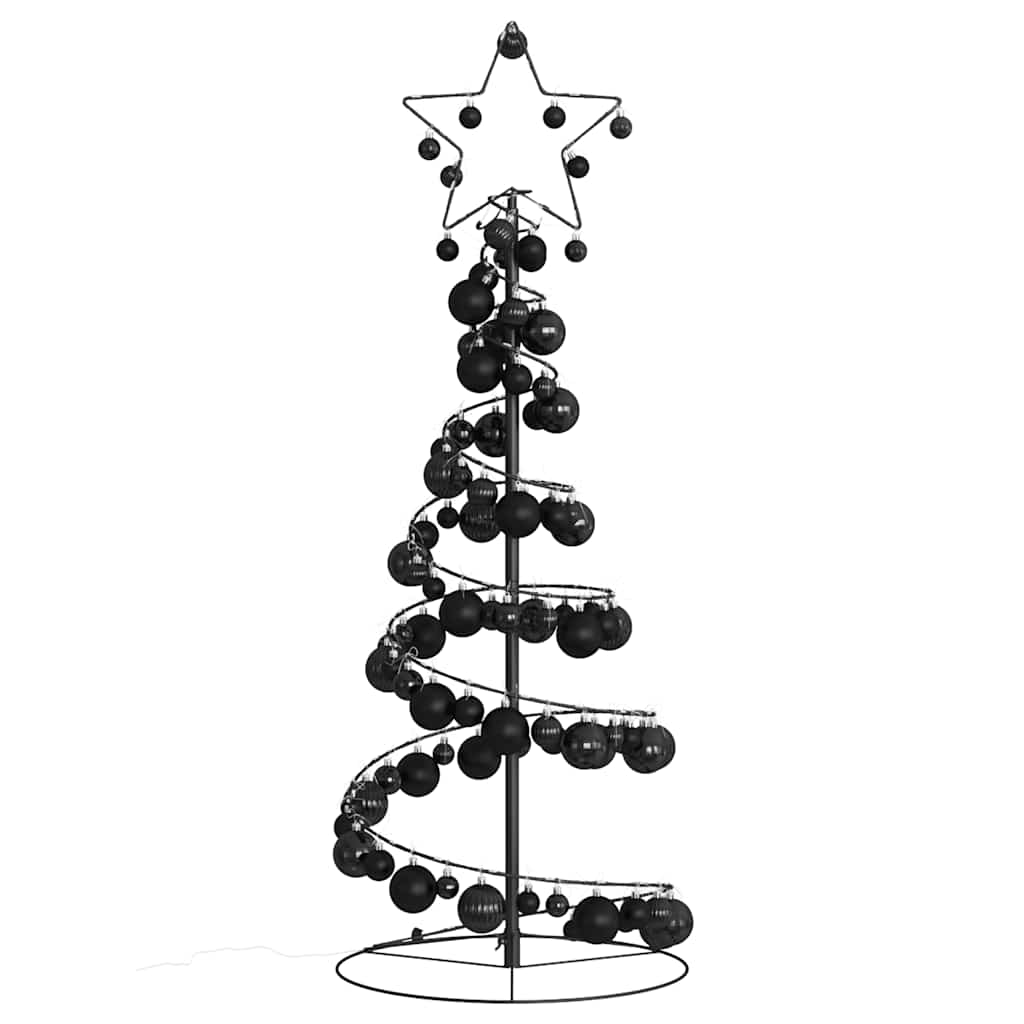 Kerstboom lichtkegel met kerstballen 80 LED's warmwitte 120 cm