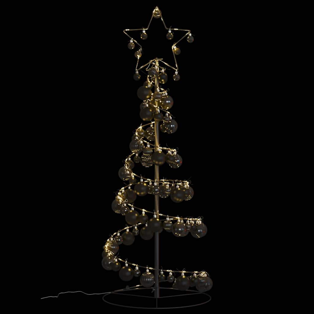 Kerstboom lichtkegel met kerstballen 80 LED's warmwitte 120 cm