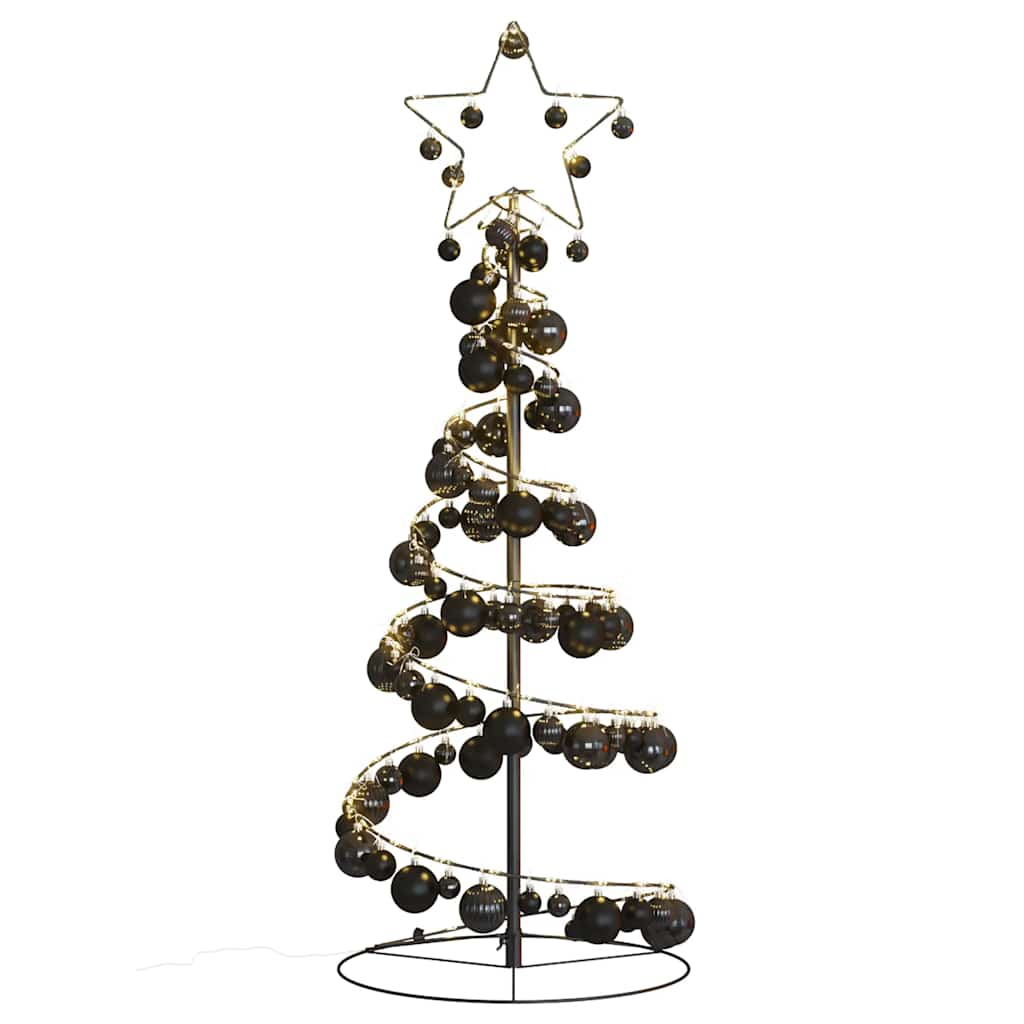 Kerstboom lichtkegel met kerstballen 80 LED's warmwitte 120 cm