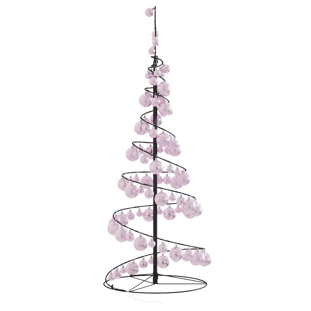 Kerstboom lichtkegel met kerstballen 80 LED's warmwitte 120 cm