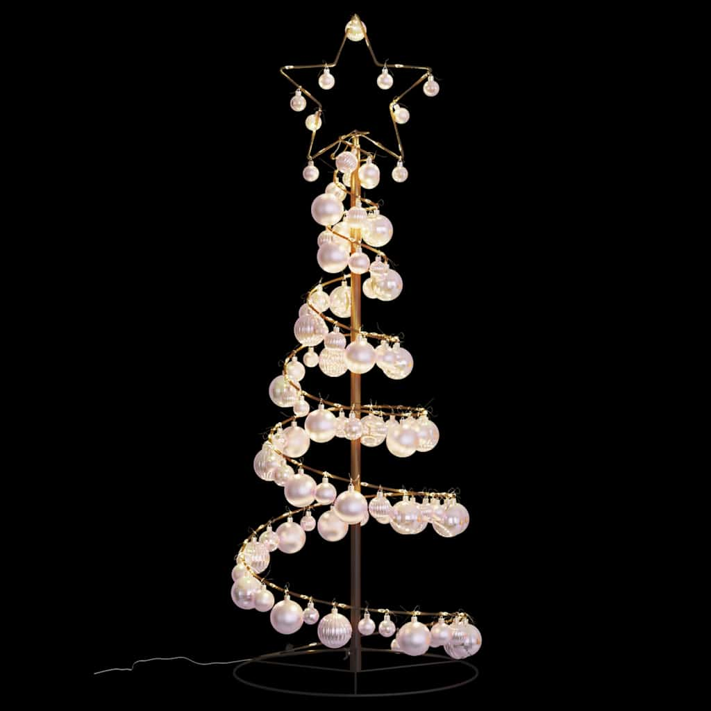 Kerstboom lichtkegel met kerstballen 80 LED's warmwitte 120 cm