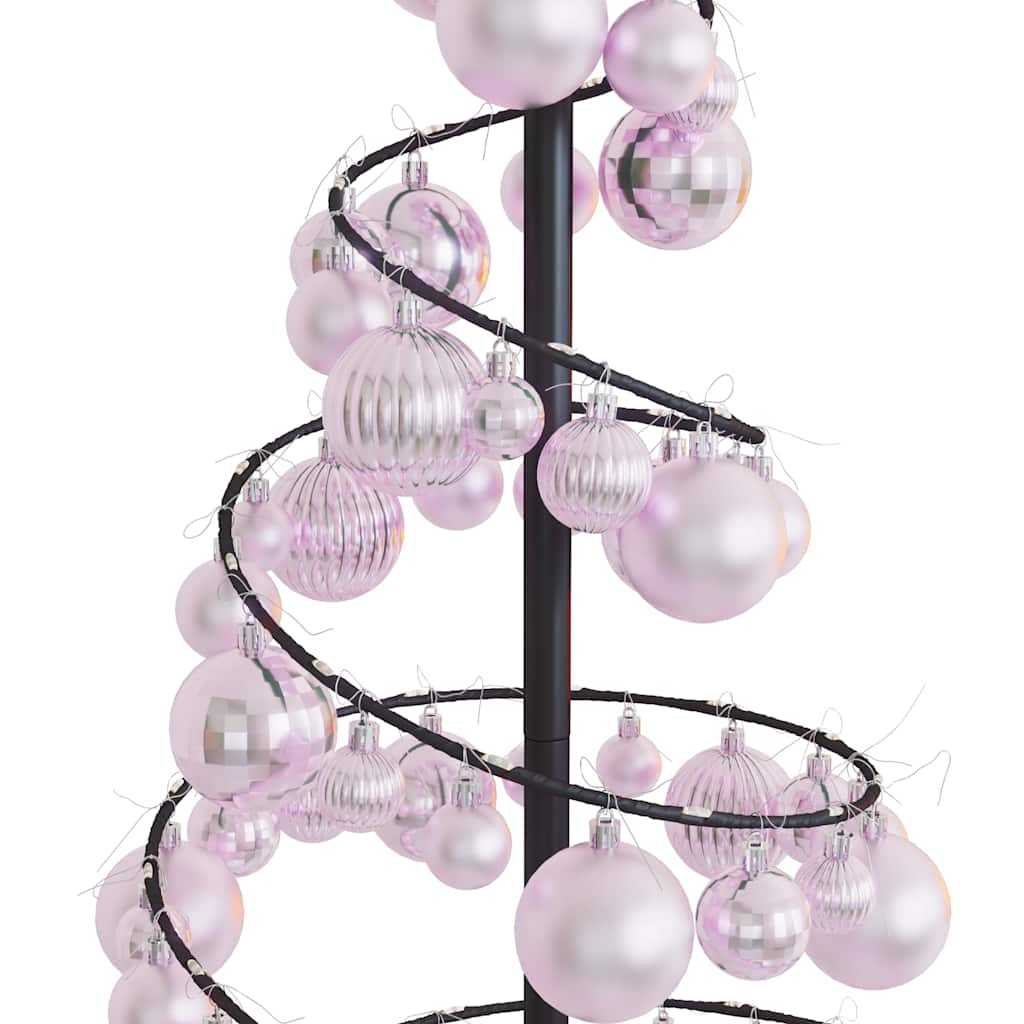 Kerstboom lichtkegel met kerstballen 80 LED's warmwitte 120 cm