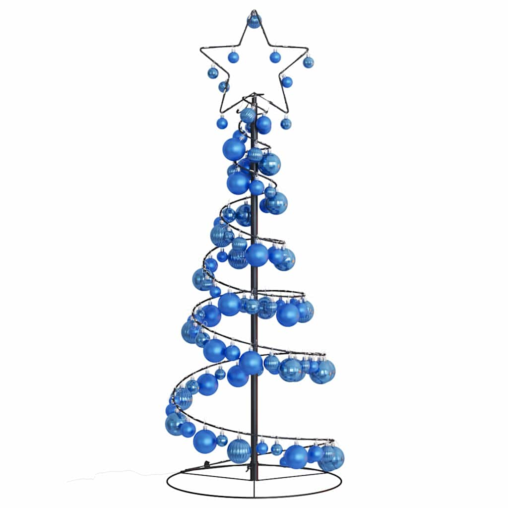 Kerstboom lichtkegel met kerstballen 80 LED's warmwitte 120 cm