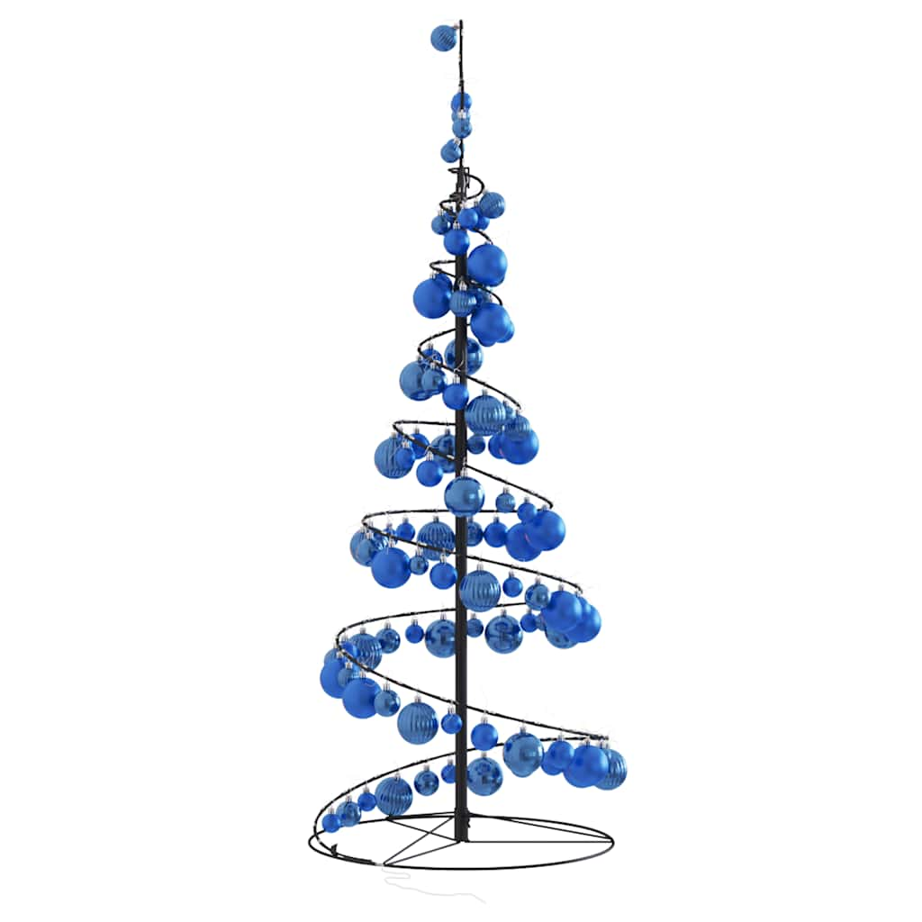 Kerstboom lichtkegel met kerstballen 80 LED's warmwitte 120 cm