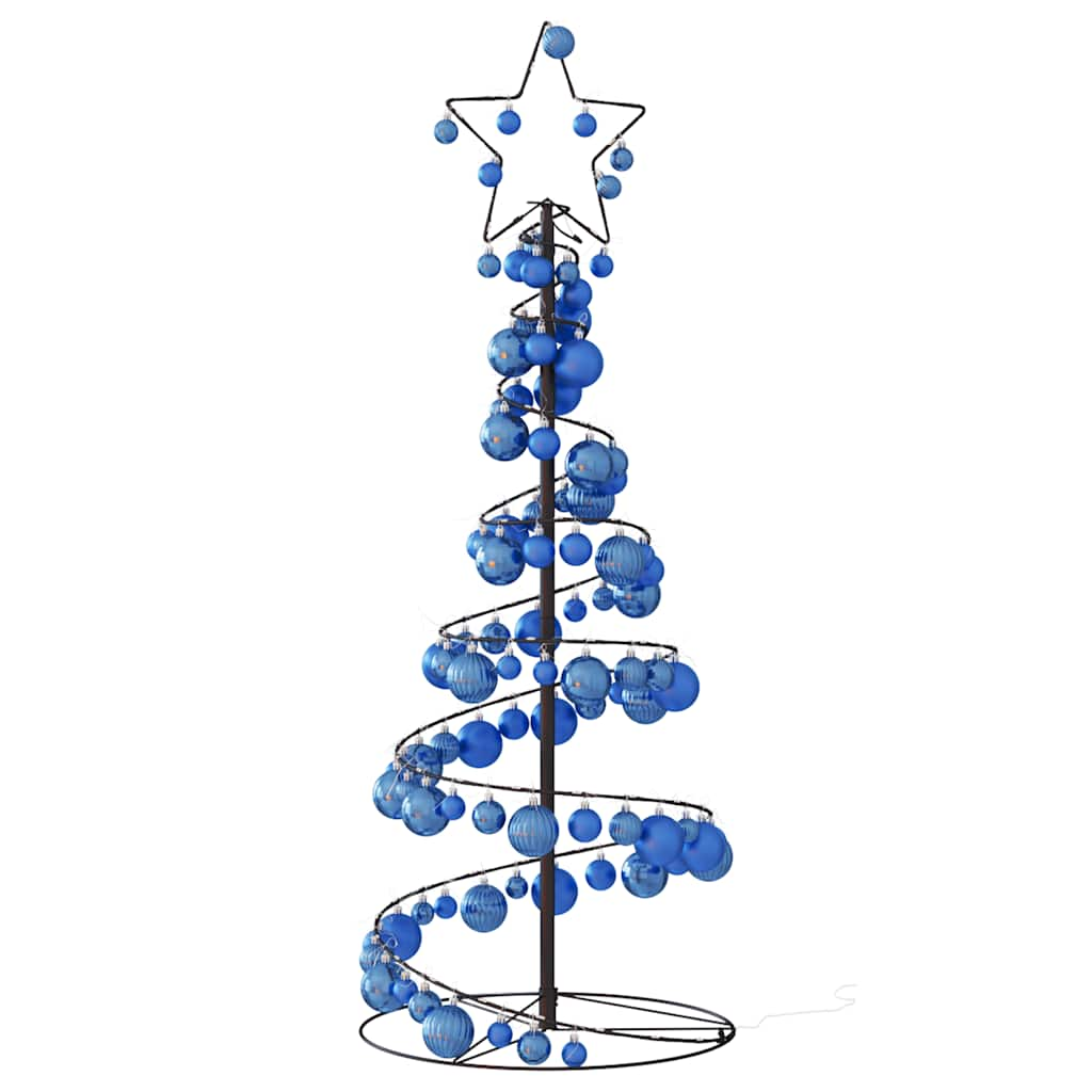 Kerstboom lichtkegel met kerstballen 80 LED's warmwitte 120 cm