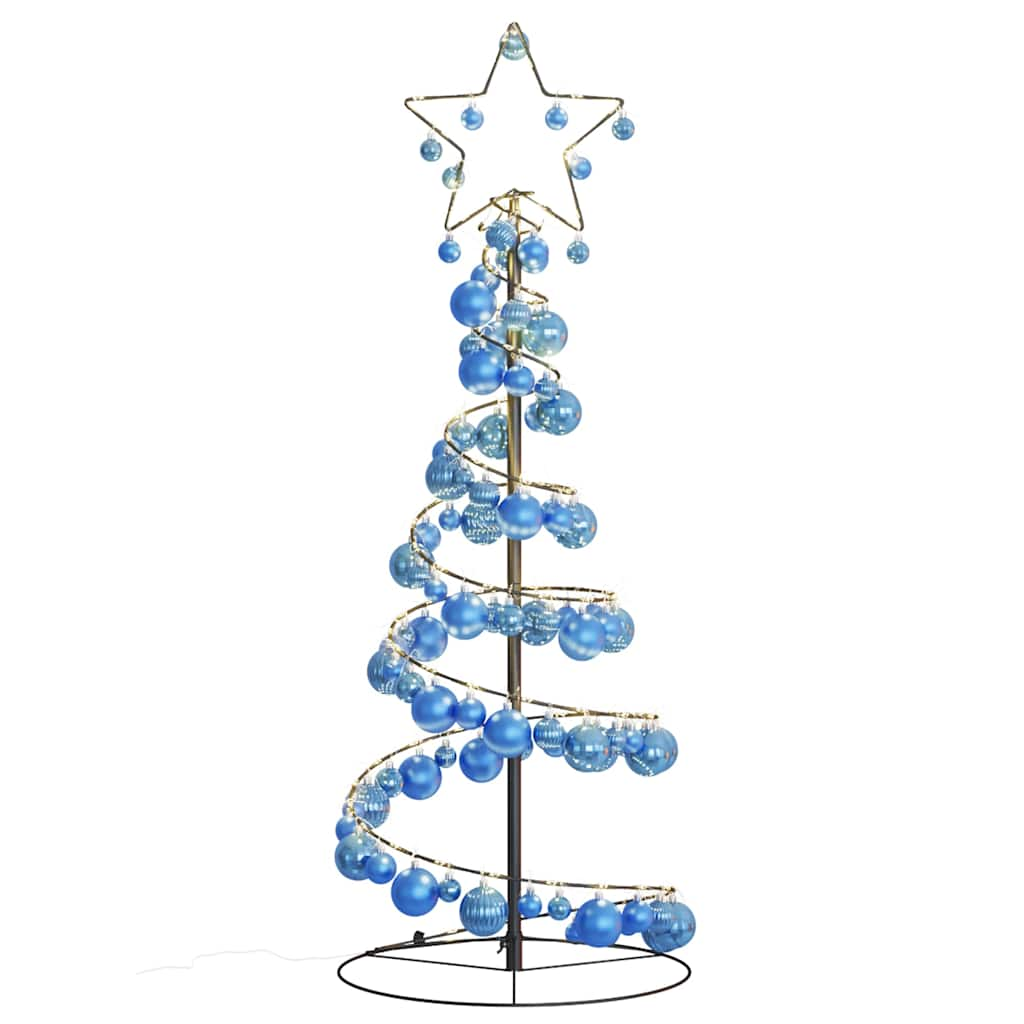 Kerstboom lichtkegel met kerstballen 80 LED's warmwitte 120 cm