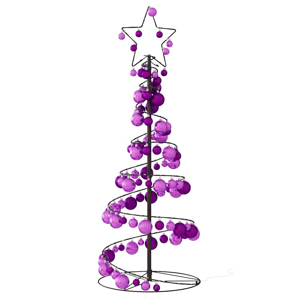 Kerstboom lichtkegel met kerstballen 80 LED's warmwitte 120 cm