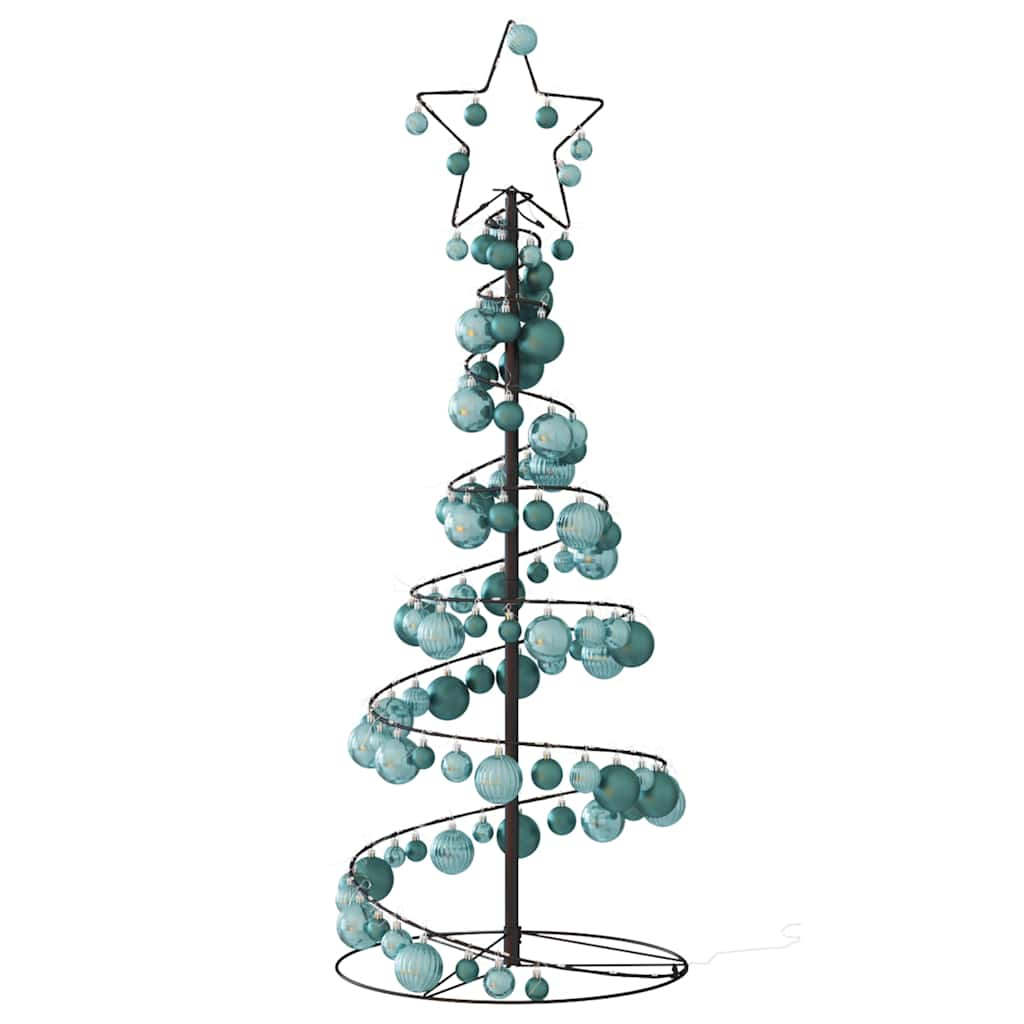 Kerstboom lichtkegel met kerstballen 80 LED's warmwitte 120 cm