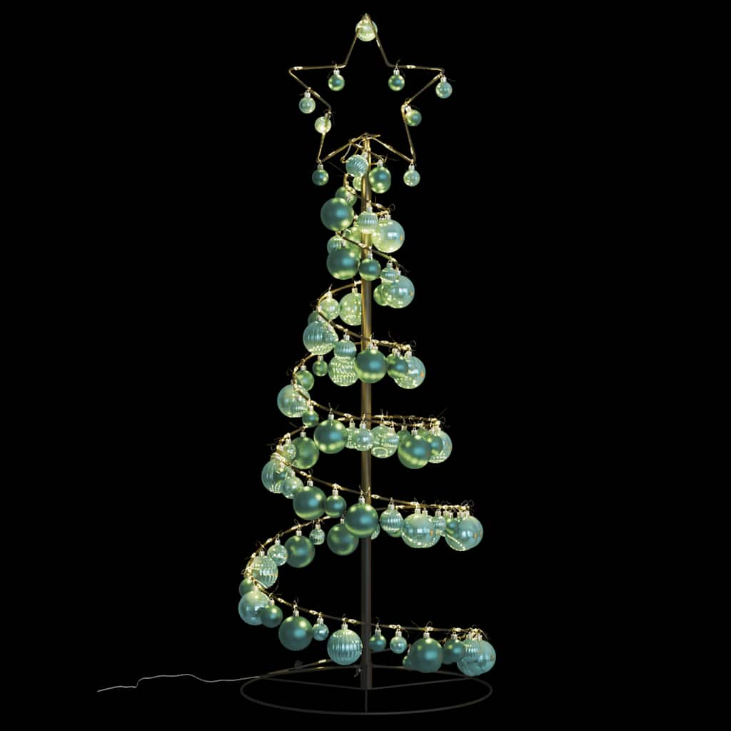 Kerstboom lichtkegel met kerstballen 80 LED's warmwitte 120 cm