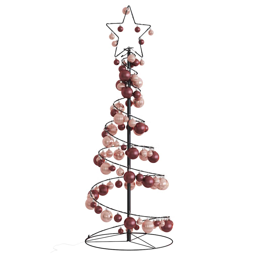 Kerstboom lichtkegel met kerstballen 80 LED's warmwitte 120 cm