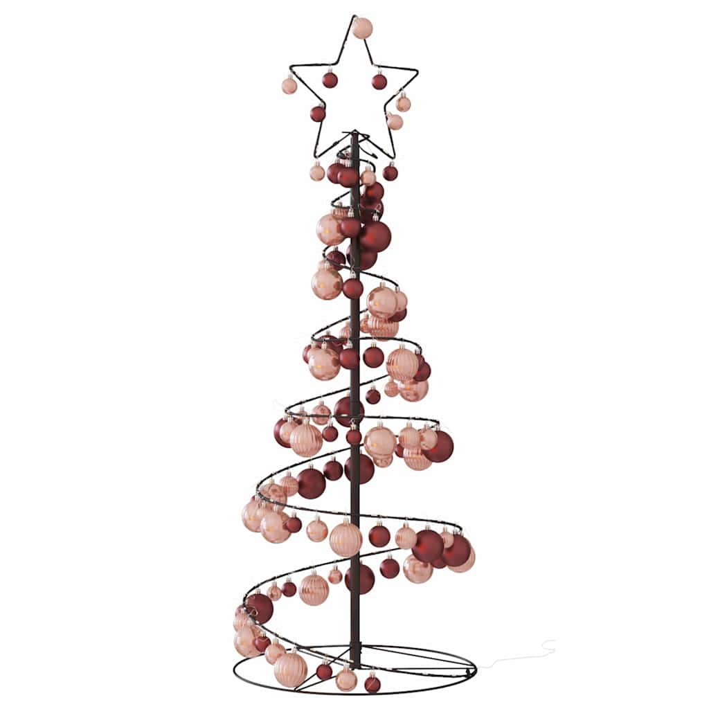 Kerstboom lichtkegel met kerstballen 80 LED's warmwitte 120 cm