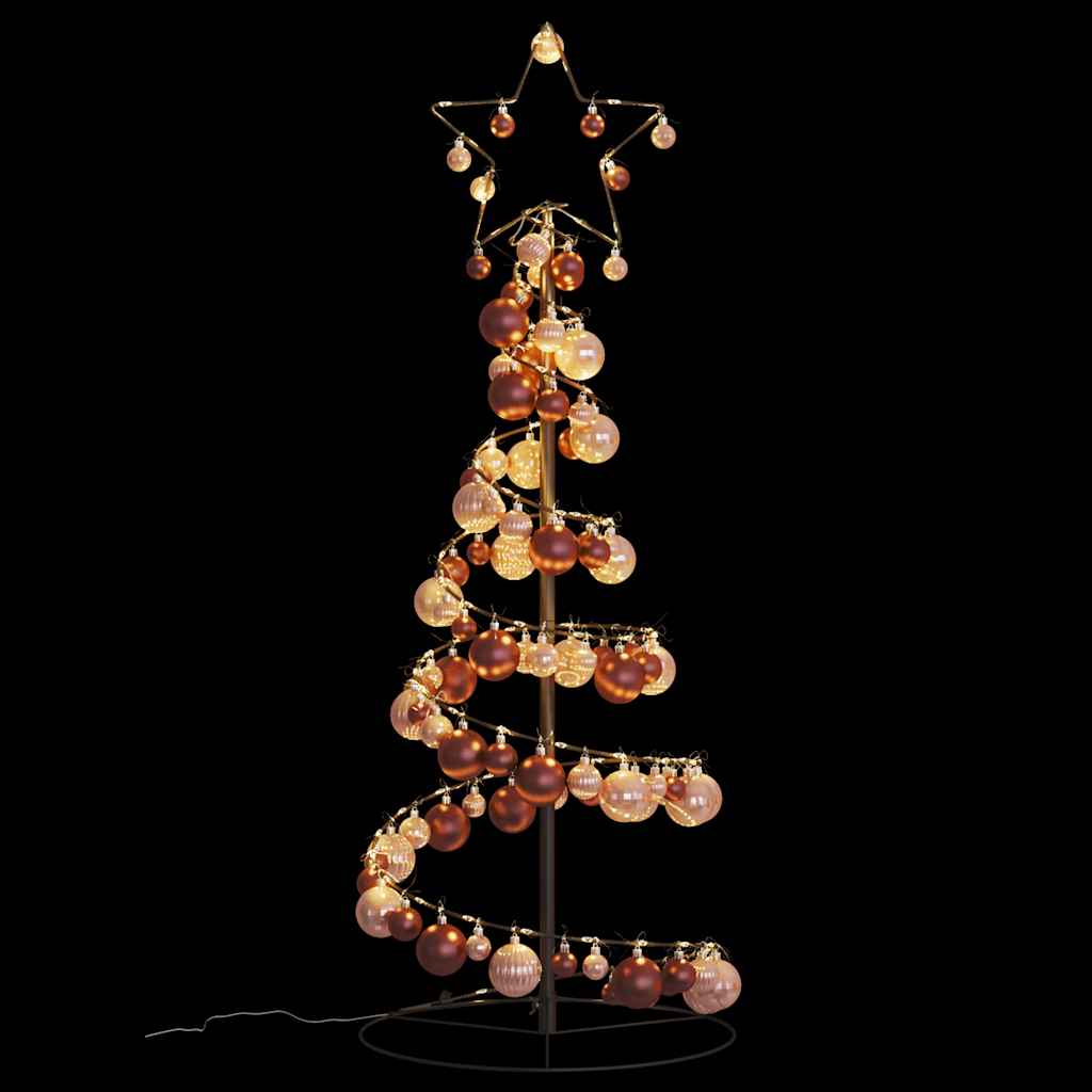 Kerstboom lichtkegel met kerstballen 80 LED's warmwitte 120 cm