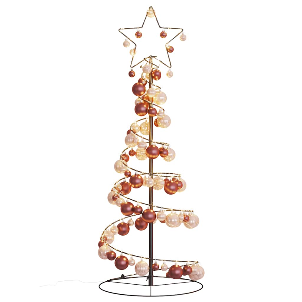 Kerstboom lichtkegel met kerstballen 80 LED's warmwitte 120 cm