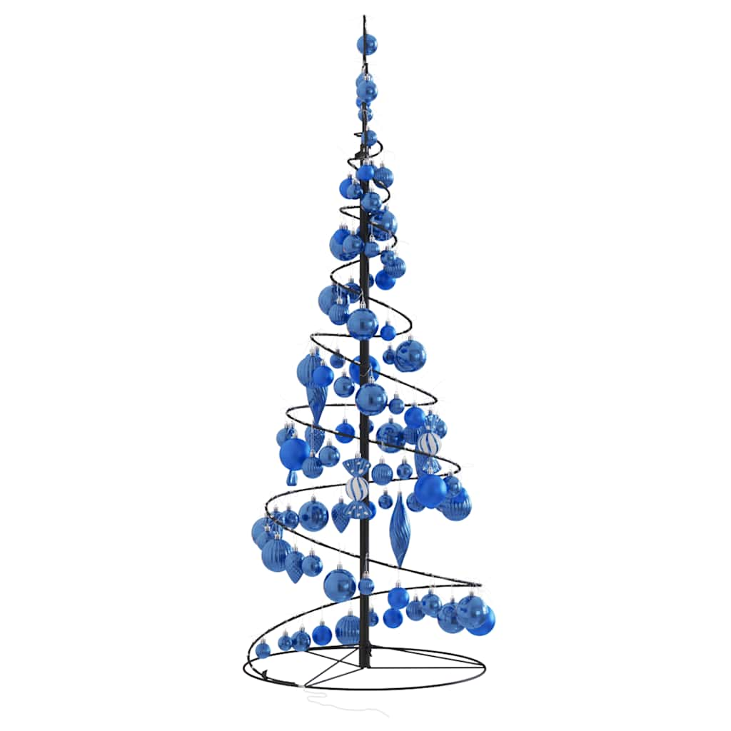 Kerstboom lichtkegel met kerstballen 80 LED's warmwitte 120 cm