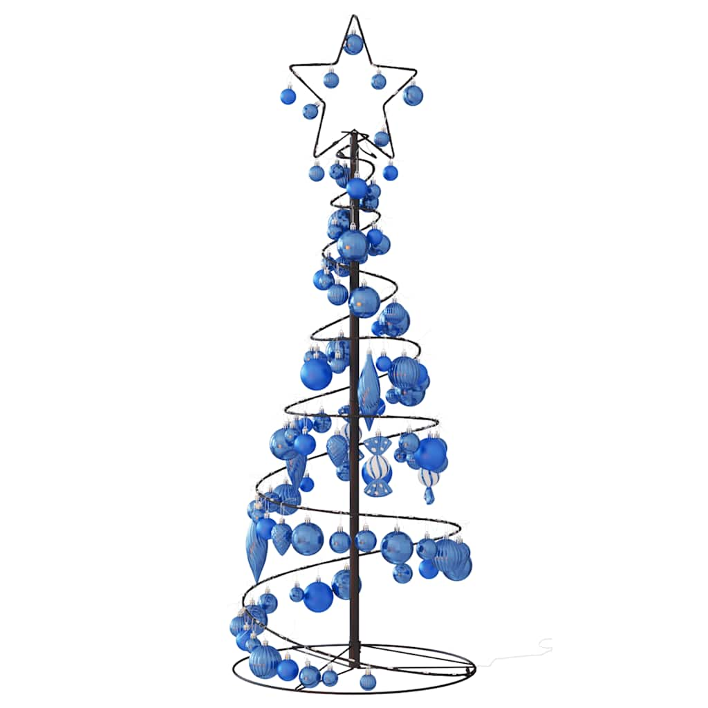 Kerstboom lichtkegel met kerstballen 80 LED's warmwitte 120 cm