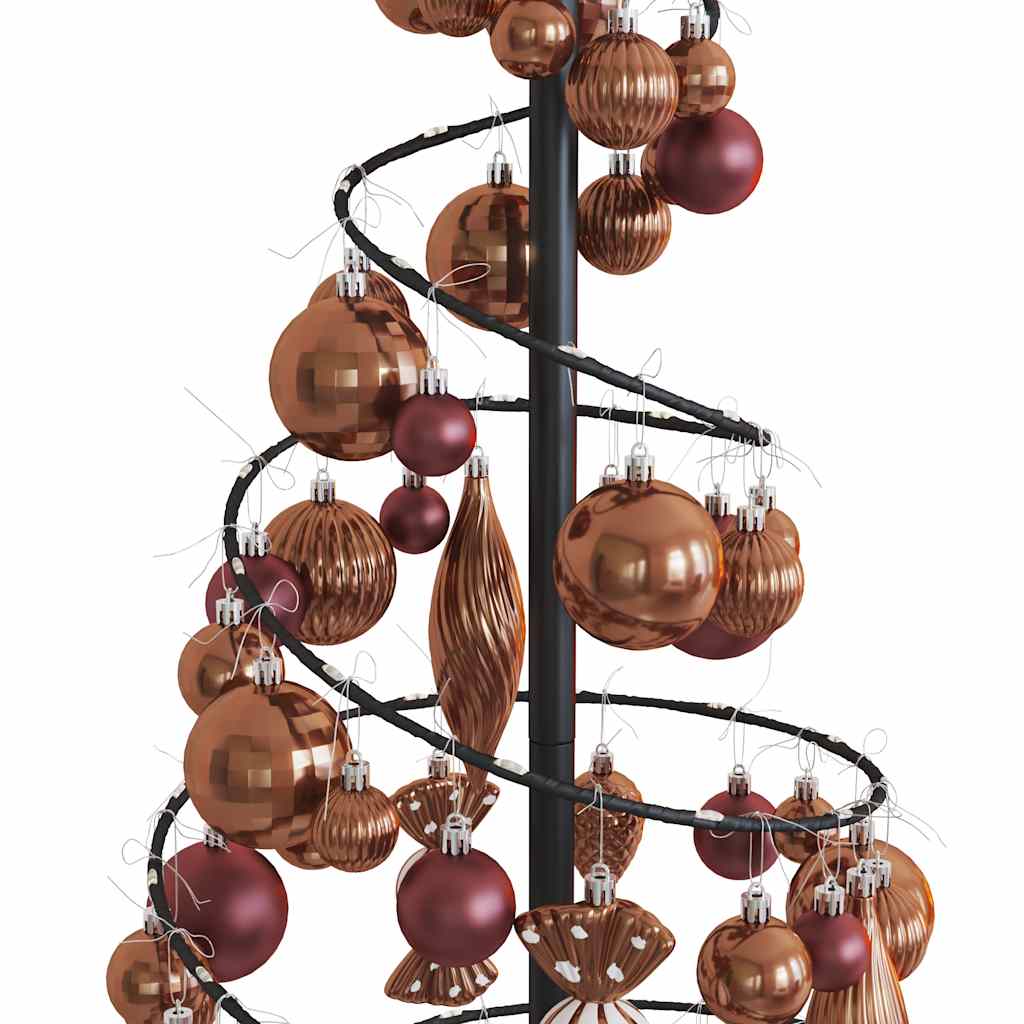 Kerstboom lichtkegel met kerstballen 80 LED's warmwitte 120 cm