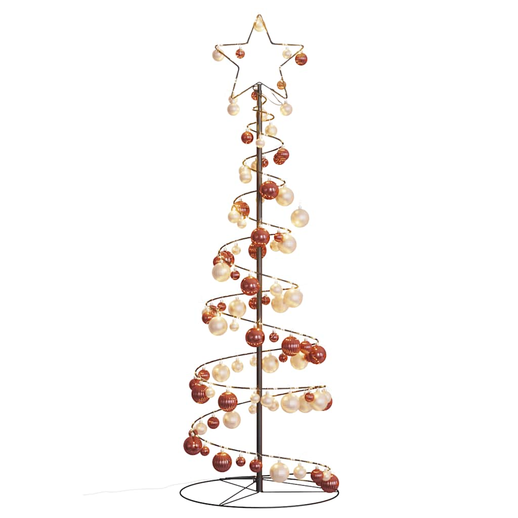 Kerstboom lichtkegel met kerstballen 100 LED's warmwitte 150 cm