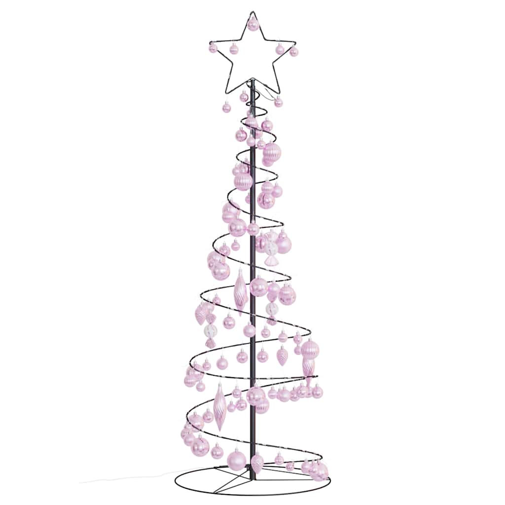 Kerstboom lichtkegel met kerstballen 100 LED's warmwitte 150 cm