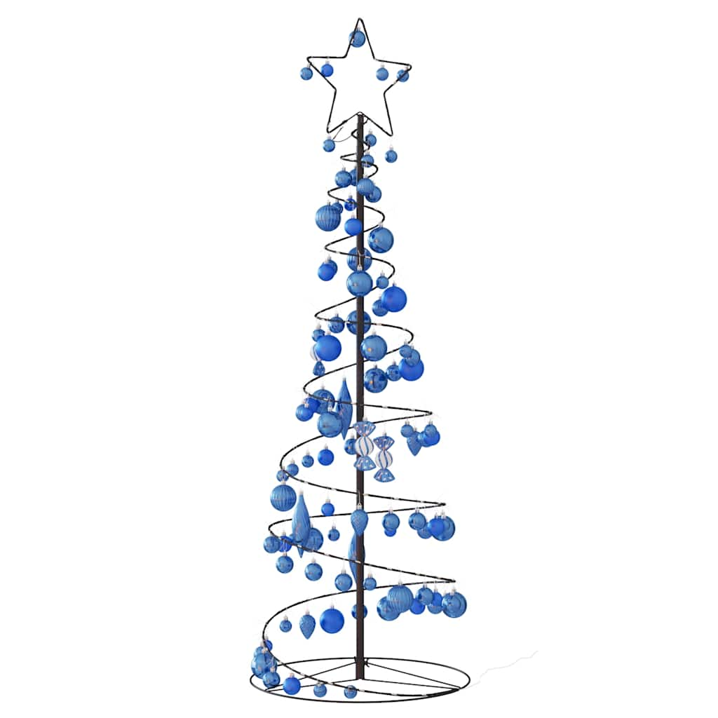 Kerstboom lichtkegel met kerstballen 100 LED's warmwitte 150 cm