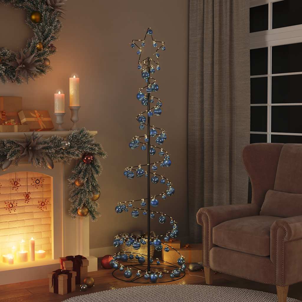 Kerstboom lichtkegel met kerstballen 120 LED's warmwitte 180 cm